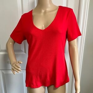 NWT Hotouch Vibrant Red V-Neck Textured Women's Top
